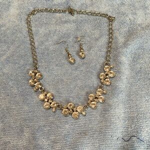 Silver Floral Crystal Necklace and Earring Set